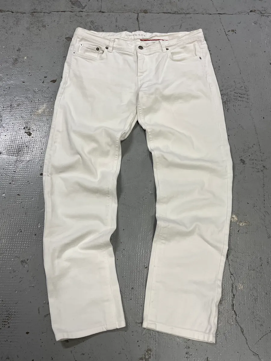 2000s Prada Classic White Denim Jeans - Image 5