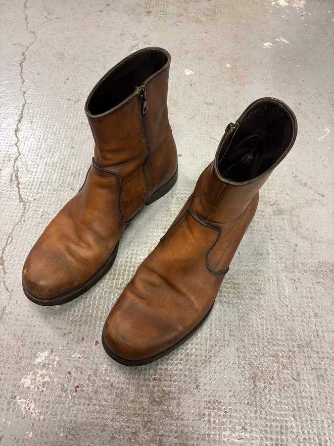 2000s Prada Copper Leather Ankle Boots - Image 3