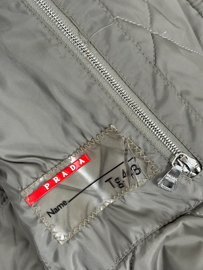 2000s Prada Cream Sherpa Collar Bomber Jacket - Image 11