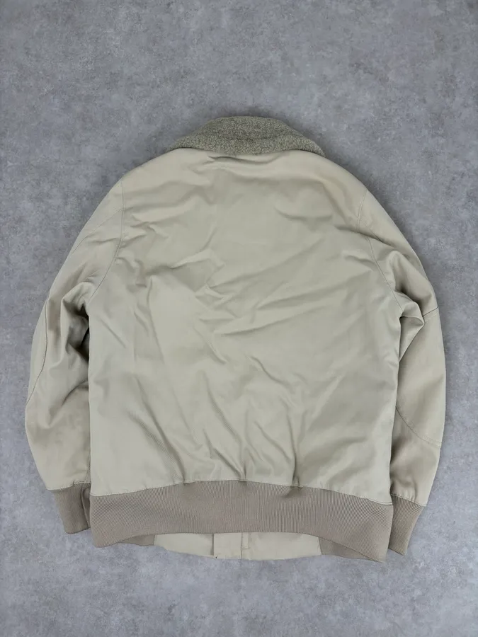 2000s Prada Cream Sherpa Collar Bomber Jacket - Image 5