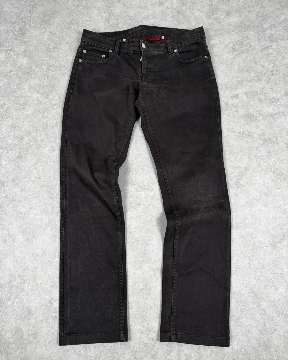 2000s Prada Dark Brown Black Slim Denim Jeans