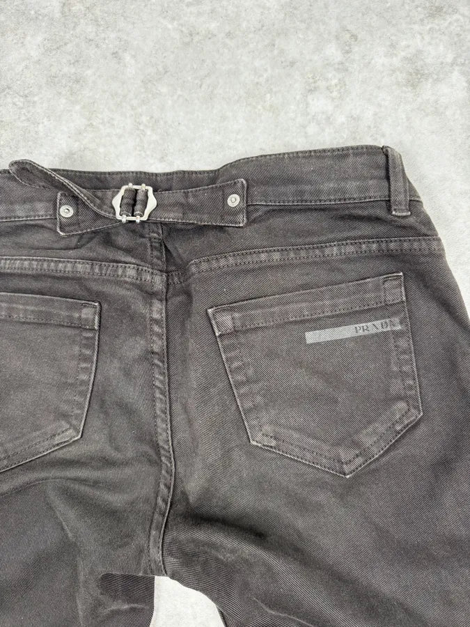 2000s Prada Dark Brown Black Slim Denim Jeans - Image 7