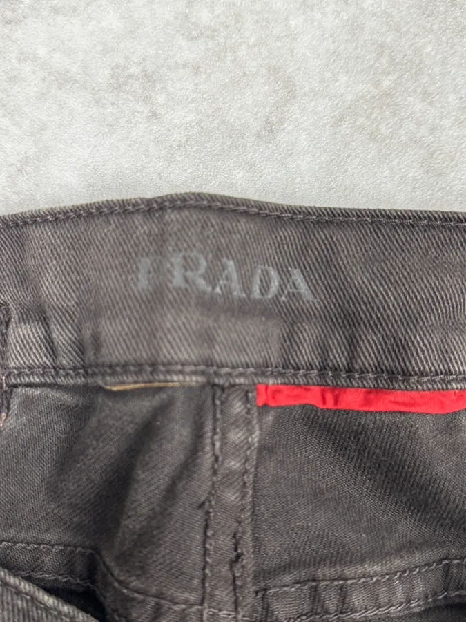 2000s Prada Dark Brown Black Slim Denim Jeans - Image 8