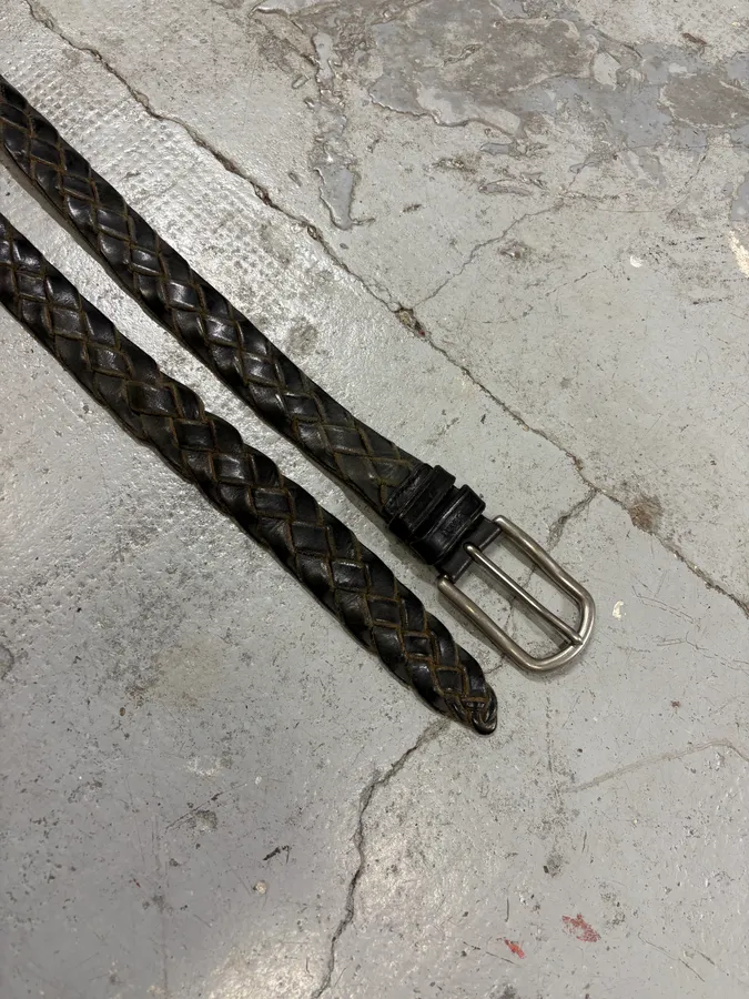 2000s Prada Dark Brown Woven Leather Belt - Image 3