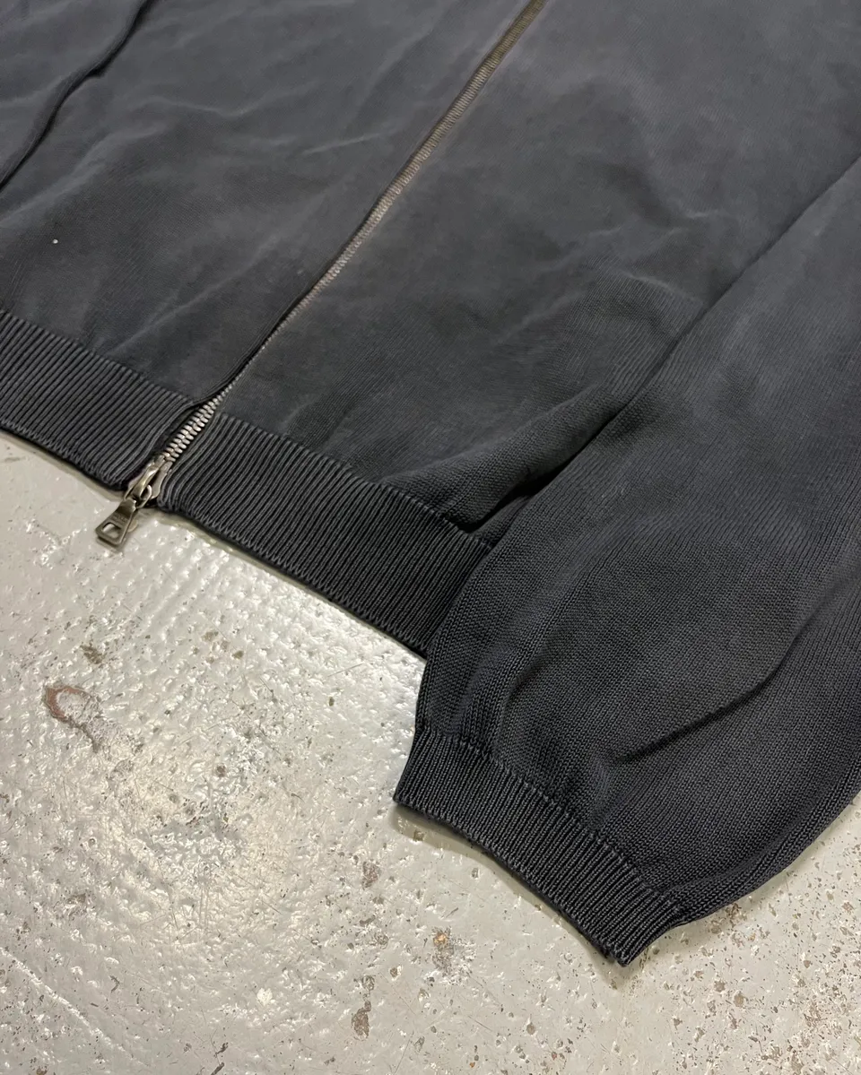 2000s Prada Dark Grey Faded Zip-up Sweater - Image 6