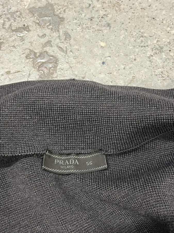 2000s Prada Dark Grey Wool Hybrid Zip-Up Sweater - Image 10