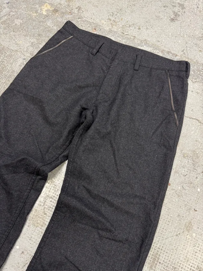 2000s Prada Dark Grey Wool Pants - Image 3