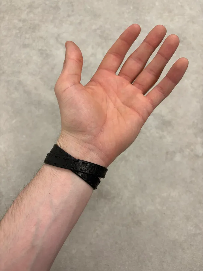 2000s Prada Double Wrap Dark Leather Bracelet - Image 3