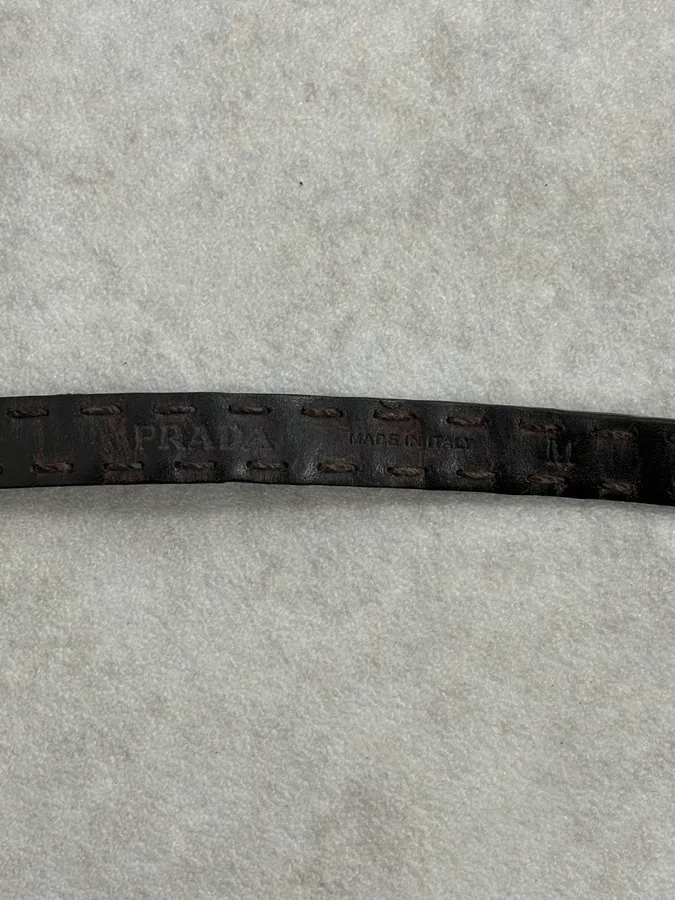 2000s Prada Double Wrap Dark Leather Bracelet - Image 7