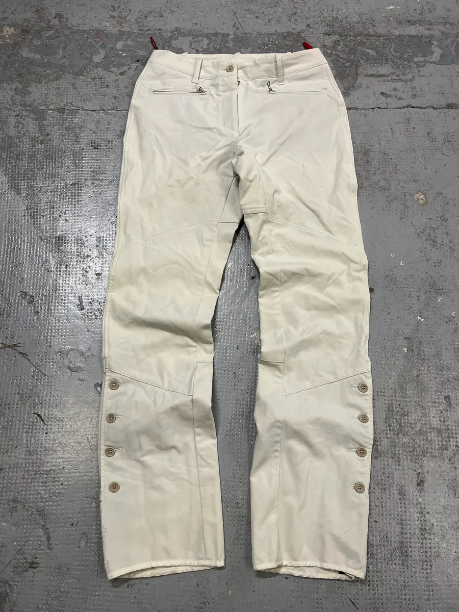 2000s Prada Equestrian Button-Leg White Pants - Image 4