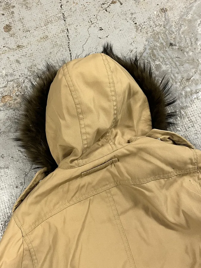 2000s Prada Fur Hood Beige Jacket - Image 8