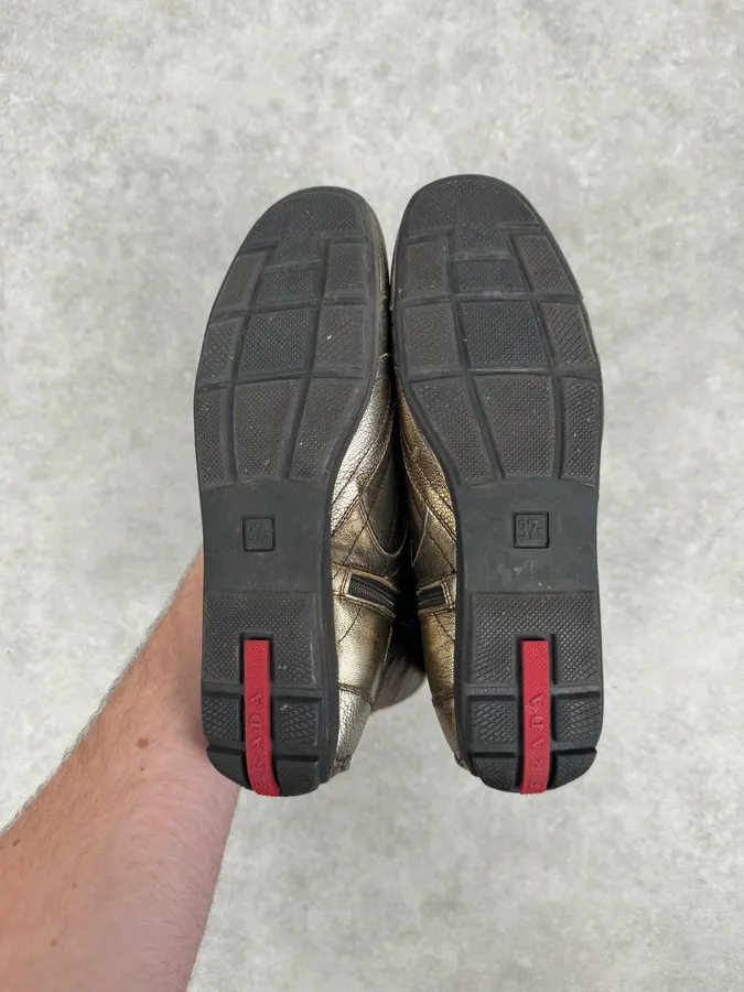 2000s Prada Golden Boxer Leather Ankle Boots - Image 6