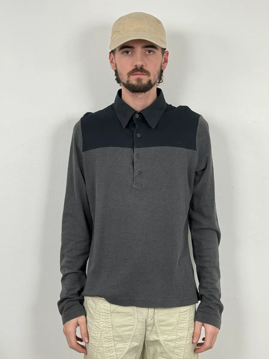 2000s Prada Grey & Black Polo Shirt - Image 2