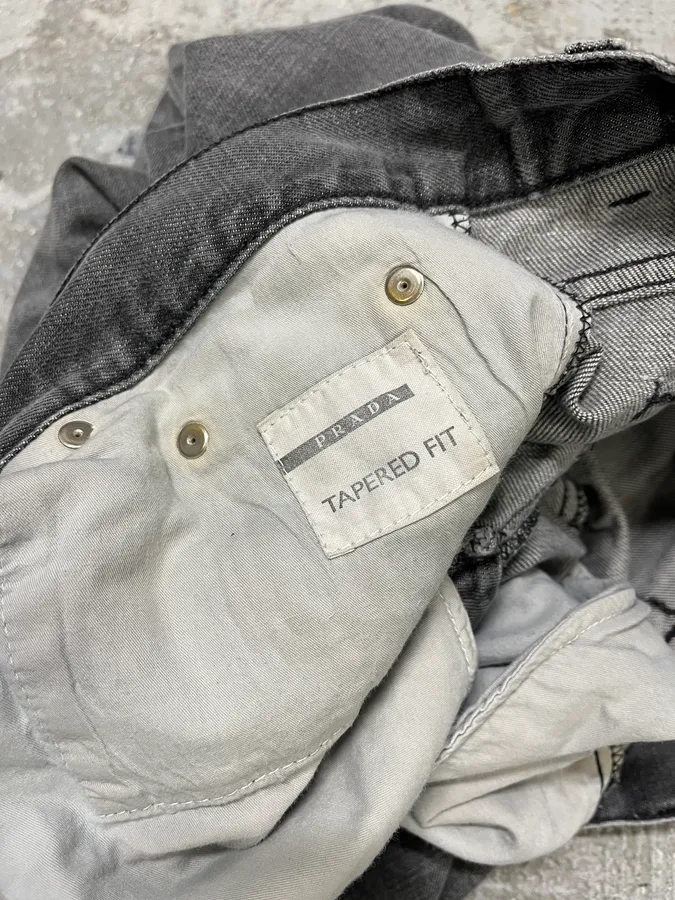 2000s Prada Grey Distressed Denim Jeans - Image 13