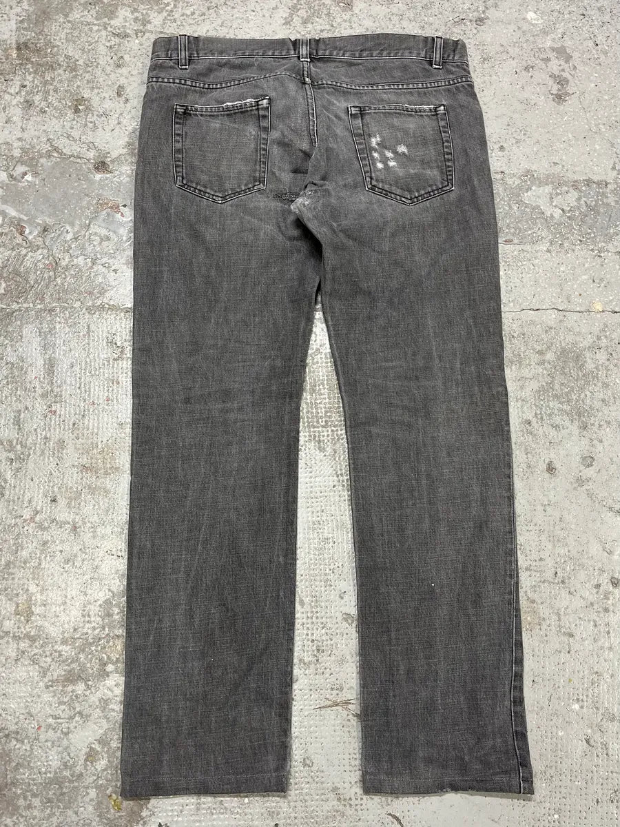 2000s Prada Grey Distressed Denim Jeans - Image 7