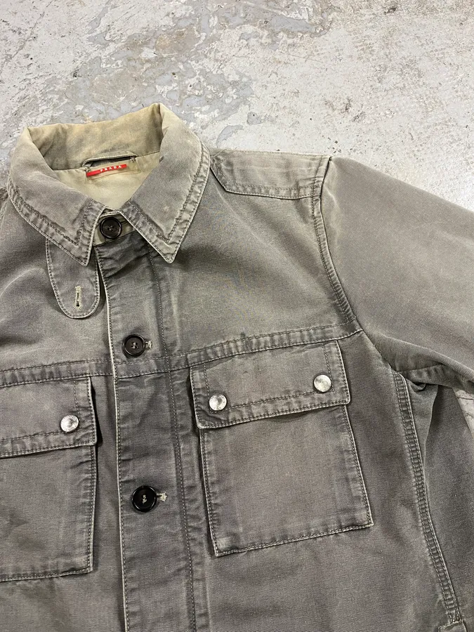 2000s Prada Grey Linea Rossa Jacket - Image 8