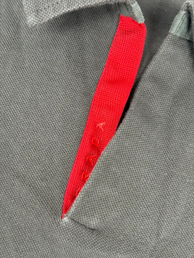 2000s Prada Grey & Red Contrast Collar Polo - Image 4