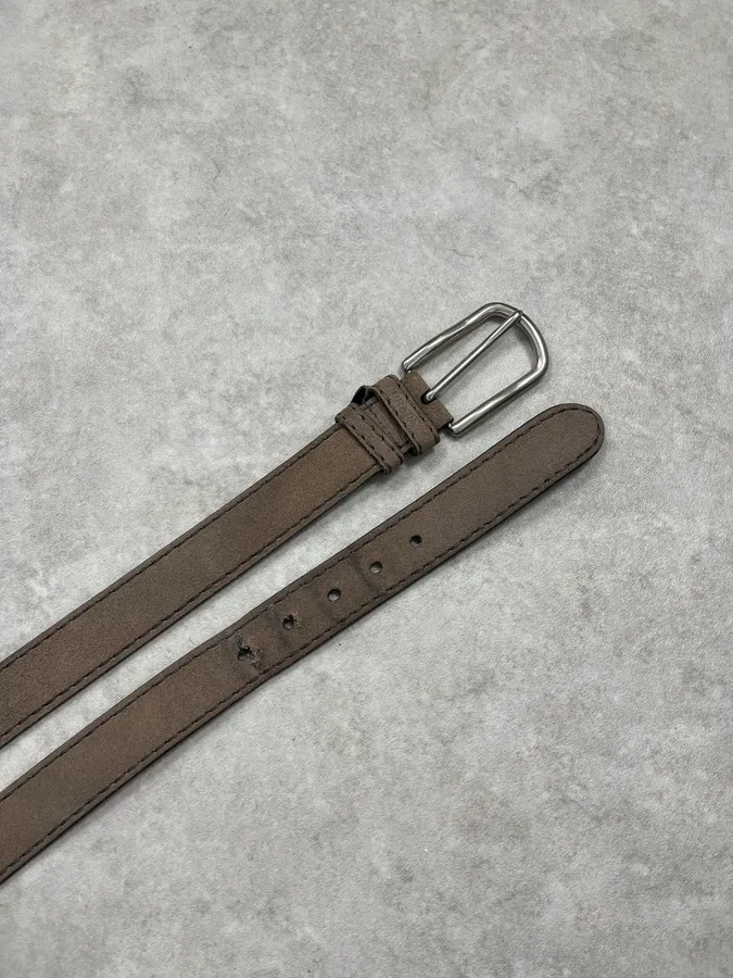 2000s Prada Grey Suede Leather Belt - Image 3