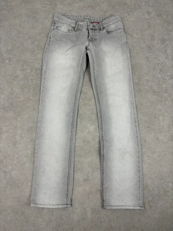 2000s Prada Grey Washed Slim Denim Jeans