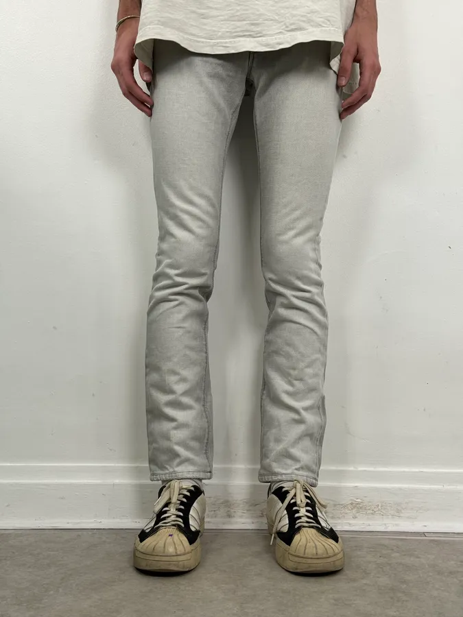 2000s Prada Grey Washed Slim Denim Jeans - Image 2