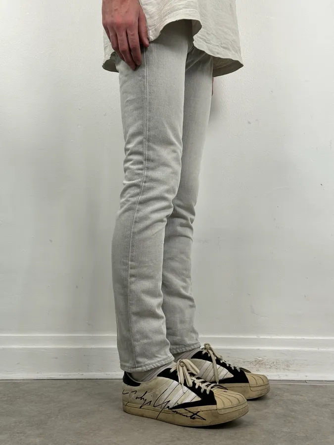 2000s Prada Grey Washed Slim Denim Jeans - Image 3