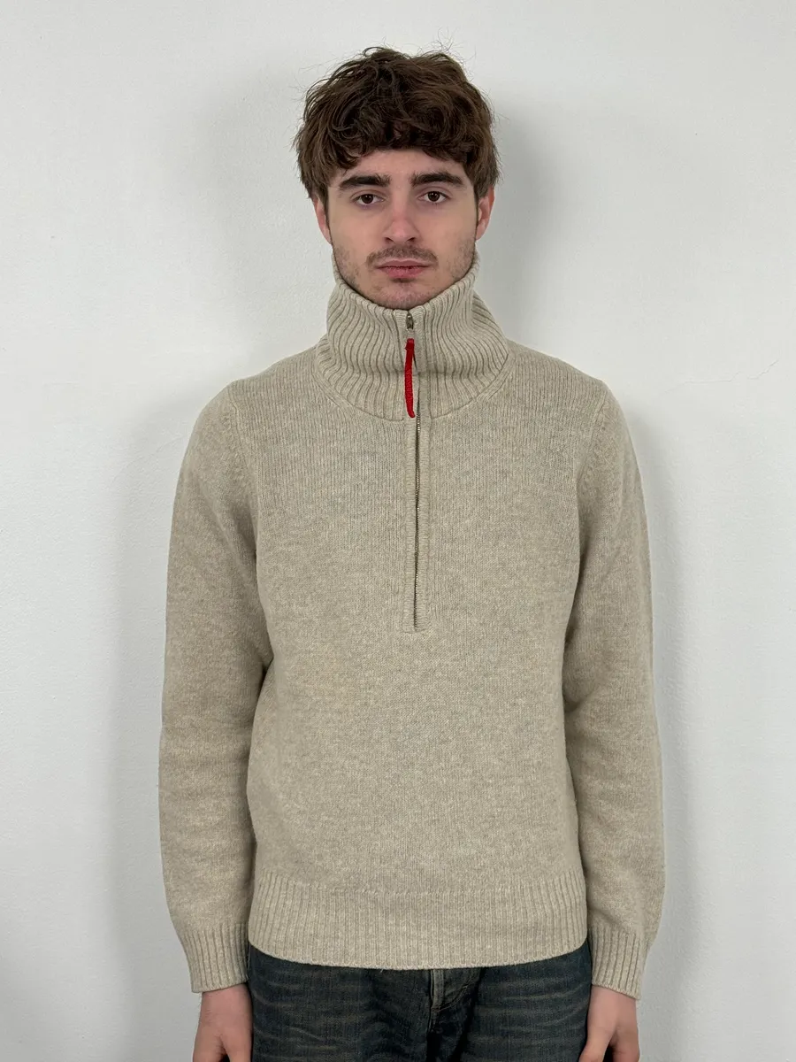 2000s Prada Grey Wool Zip-Up Sweater