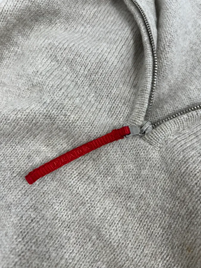 2000s Prada Grey Wool Zip-Up Sweater - Image 7