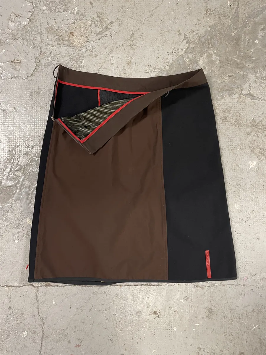 2000s Prada Hybrid Brown & Black Linea Rossa Sport Skirt