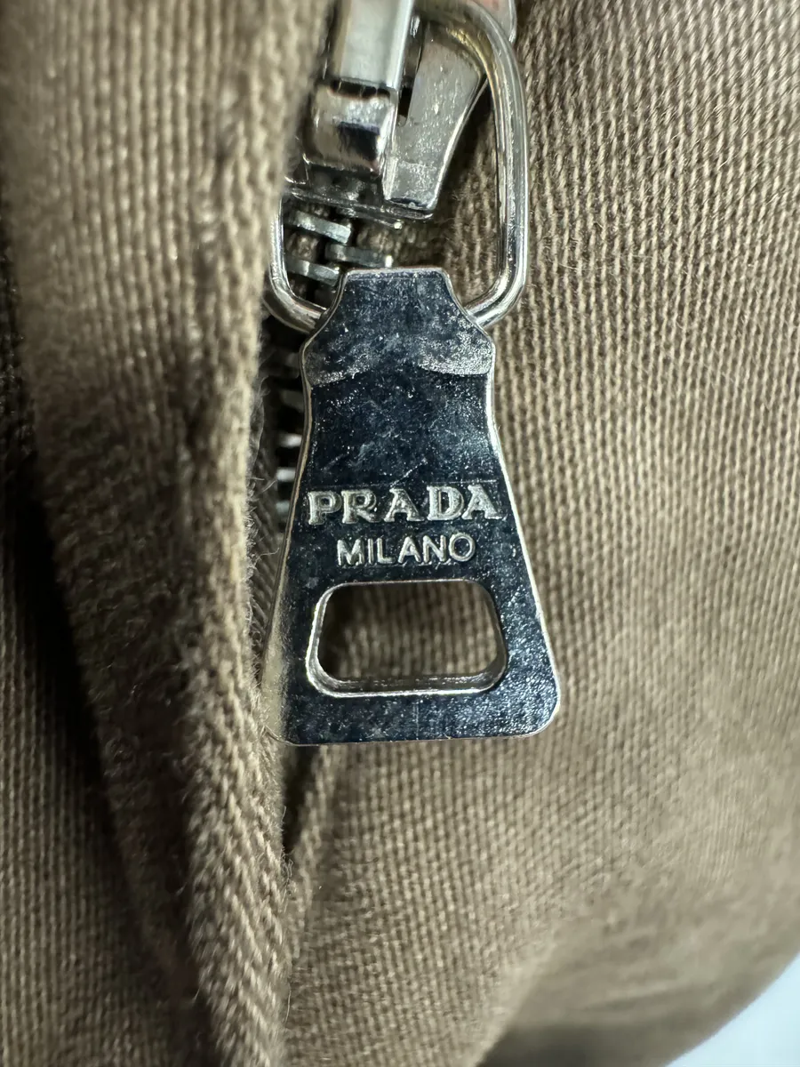 2000s Prada Hybrid Brown Leather Structured Lines Zip Pants - Image 8