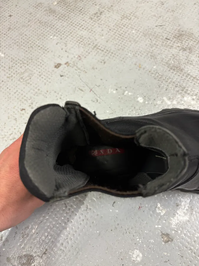 2000s Prada Hybrid Leather Black Boots - Image 10