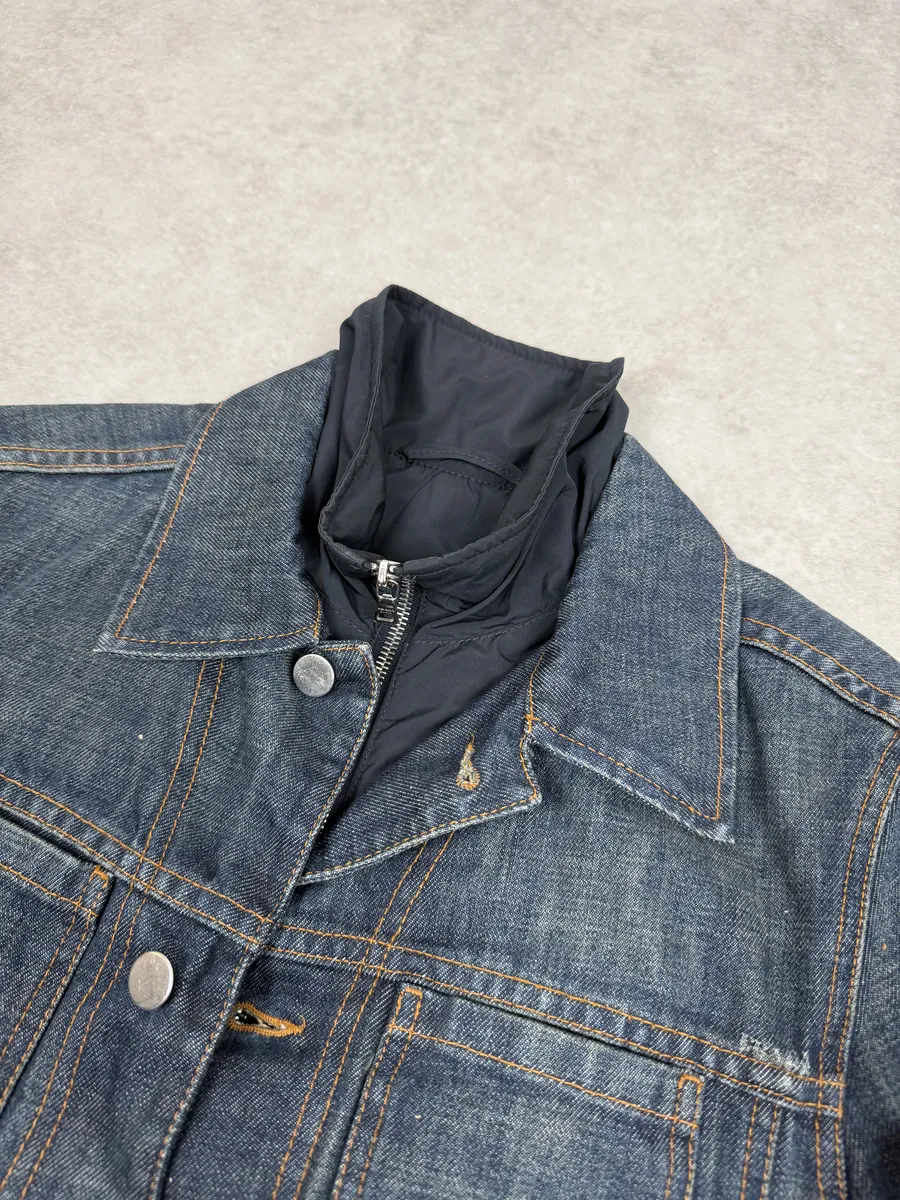 2000s Prada Inner Padding Blue Denim Jacket - Image 8