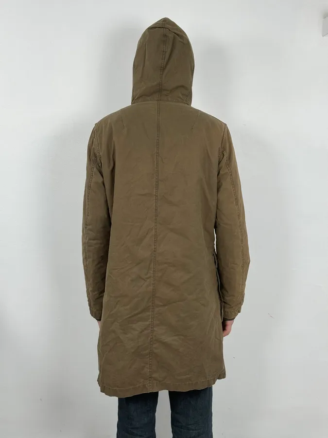 2000s Prada Khaki Green Long Hooded Coat - Image 4