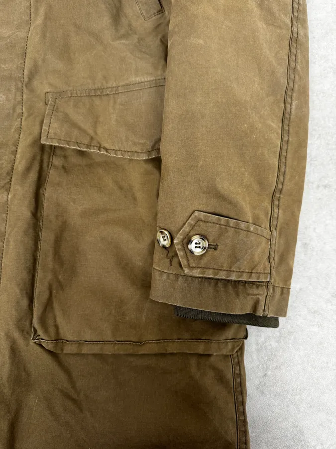 2000s Prada Khaki Green Long Hooded Coat - Image 9