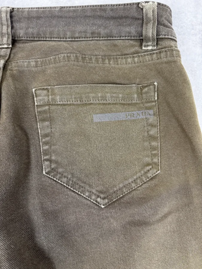 2000s Prada Khaki Green Zip Slim Pants - Image 10