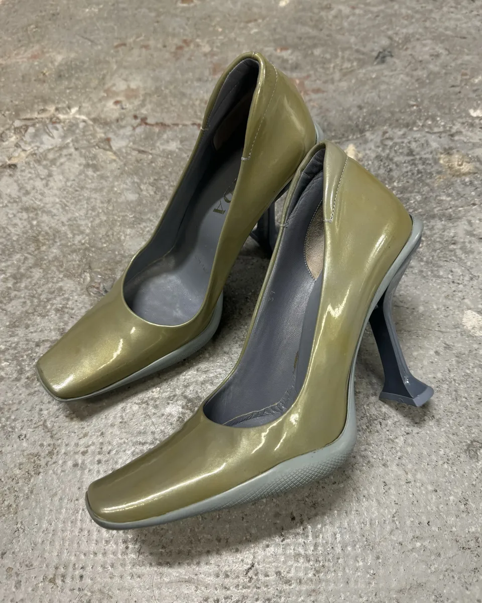 2000s Prada Khaki Heels Shoes