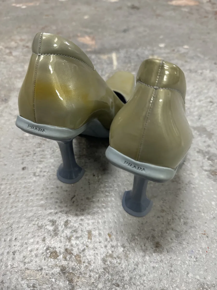 2000s Prada Khaki Heels Shoes - Image 2