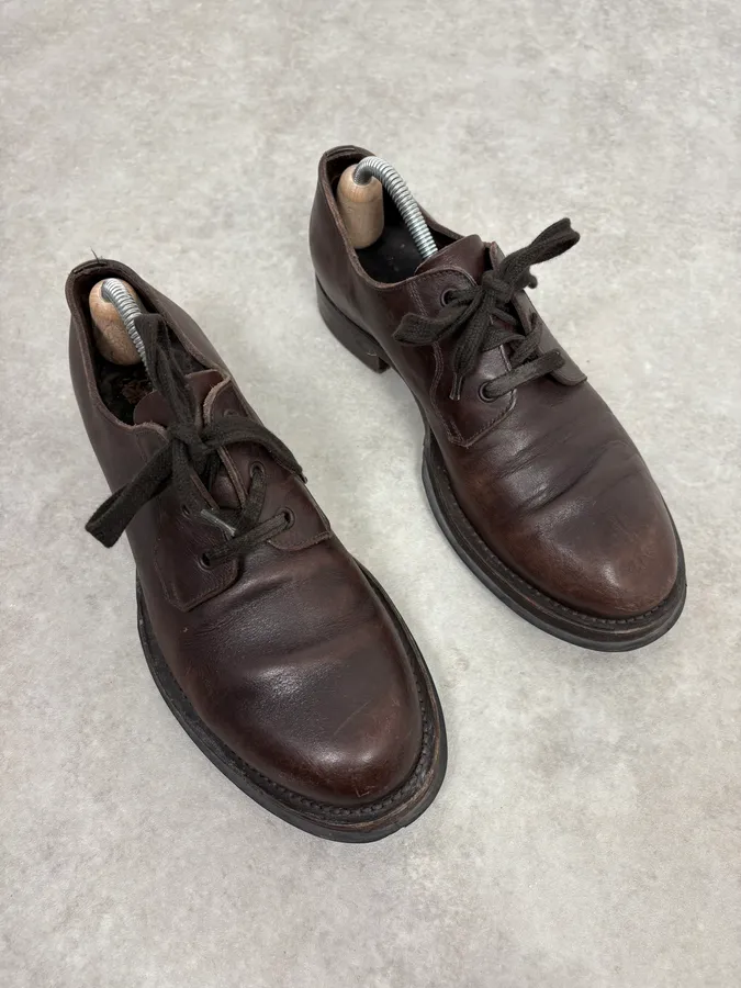 2000s Prada Lace-Up Brown Leather Shoes - Image 4