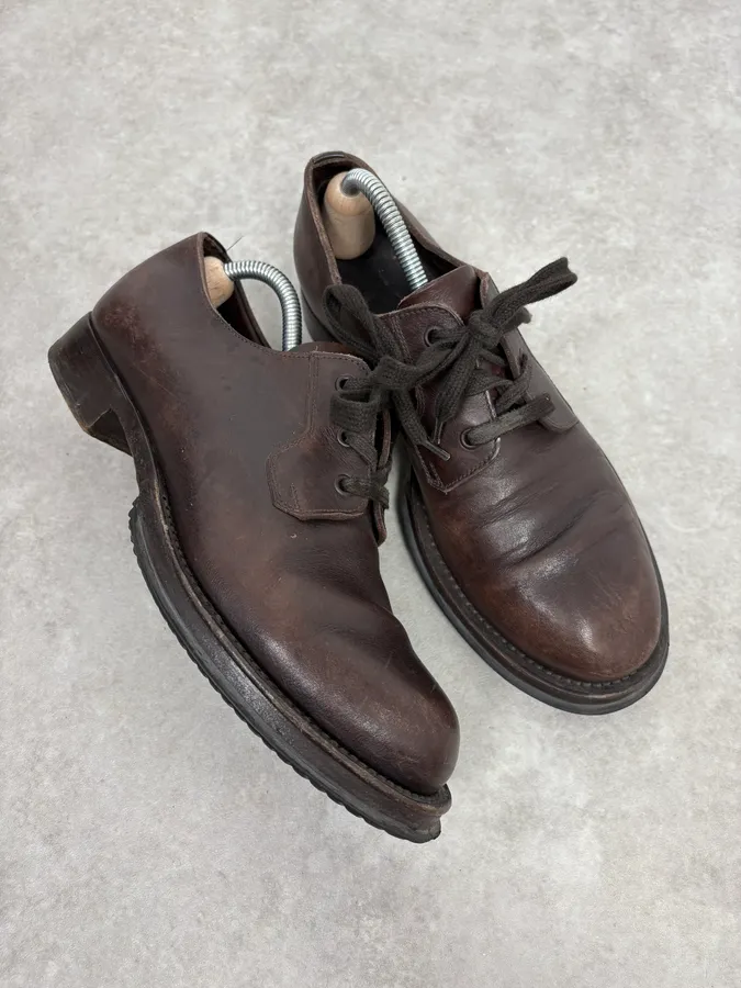 2000s Prada Lace-Up Brown Leather Shoes - Image 5