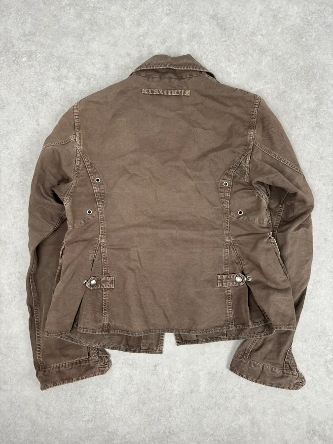 2000s Prada Light Brown Cotton Linen Cargo Jacket - Image 5