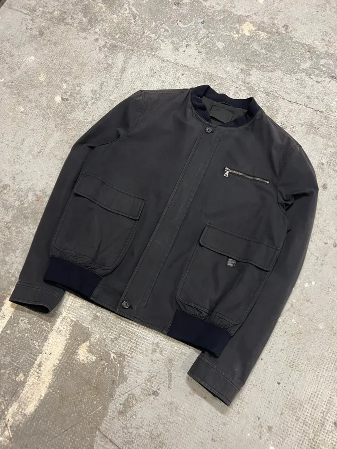 2000s Prada Light Minimalistic Black Navy Buttoned Jacket - Image 2
