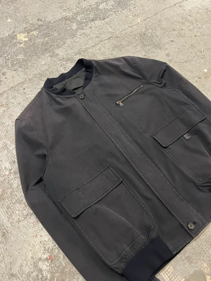 2000s Prada Light Minimalistic Black Navy Buttoned Jacket - Image 3