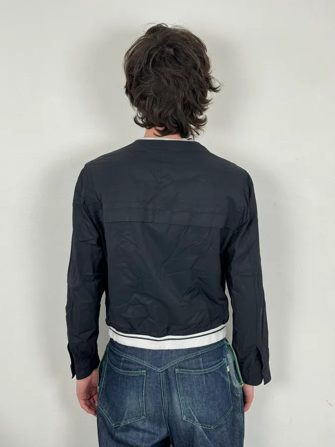 2000s Prada Light Nylon Navy Obscure Bomber Jacket - Image 3