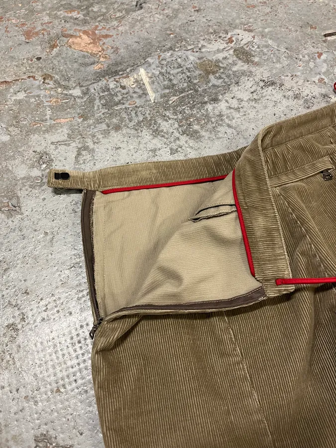 2000s Prada Linea Rossa Beige Corduroy Velvet Pants - Image 11