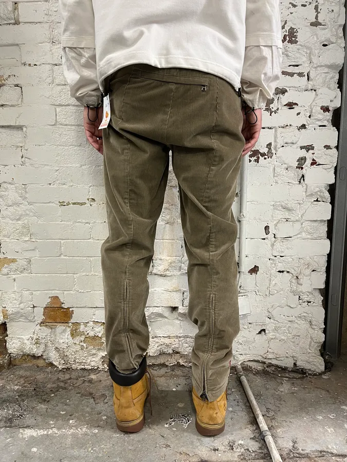 2000s Prada Linea Rossa Beige Corduroy Velvet Pants - Image 3