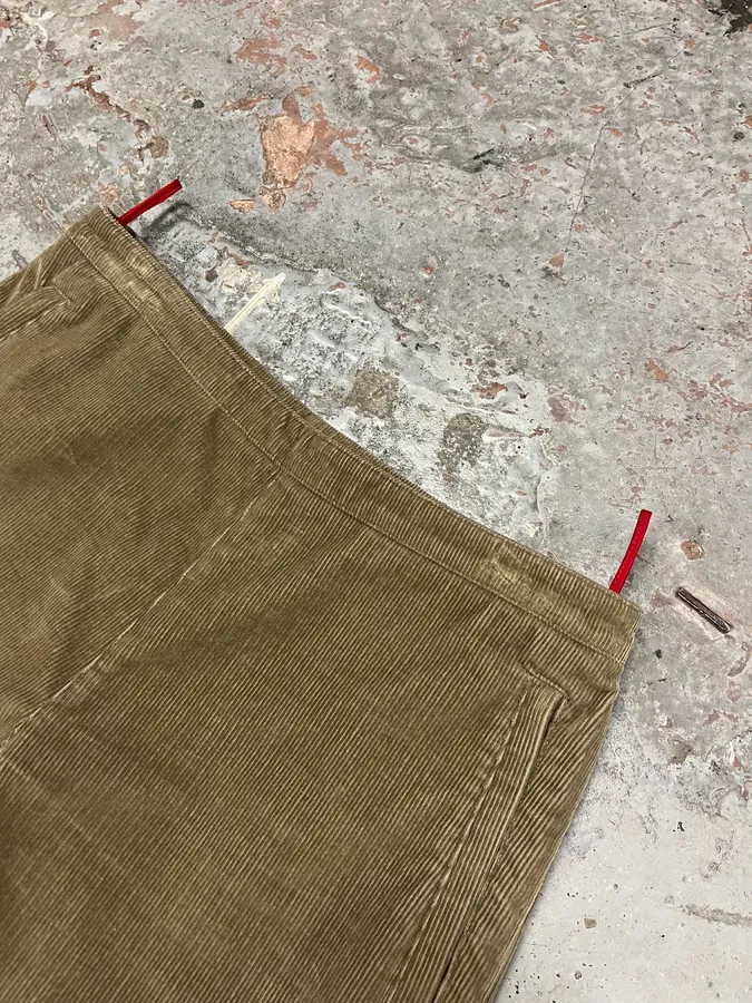 2000s Prada Linea Rossa Beige Corduroy Velvet Pants - Image 5