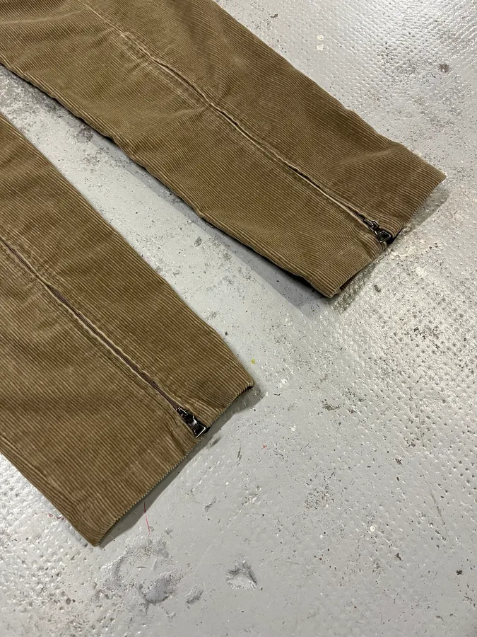 2000s Prada Linea Rossa Beige Corduroy Velvet Pants - Image 8