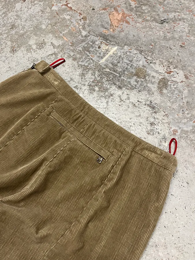 2000s Prada Linea Rossa Beige Corduroy Velvet Pants - Image 9