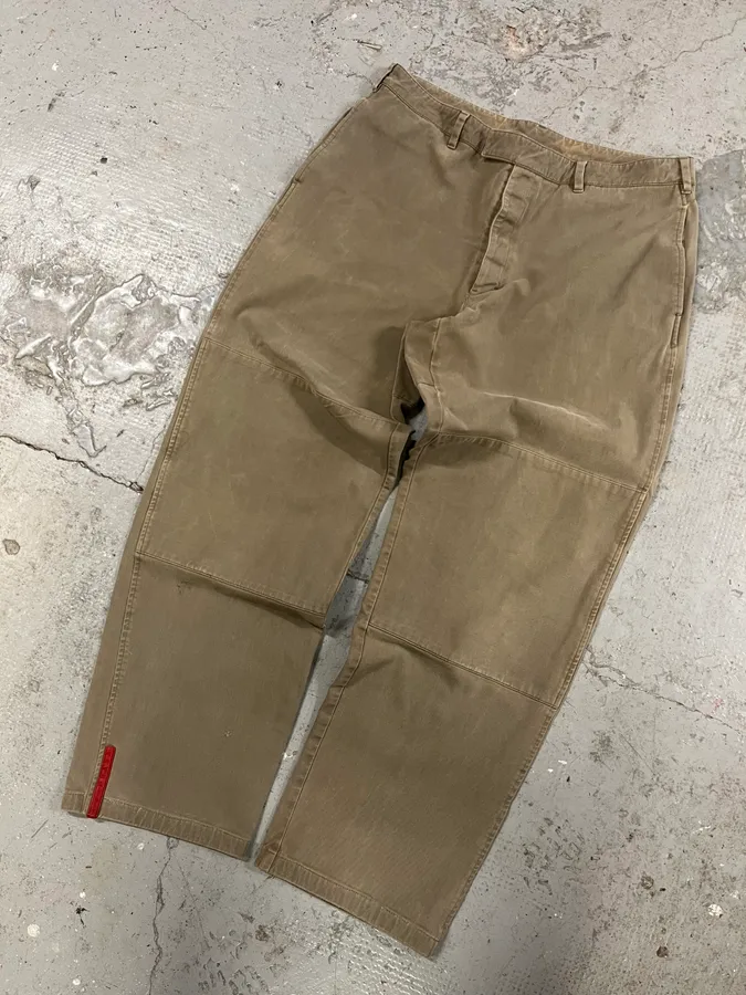 2000s Prada Linea Rossa Beige Pants - Image 3