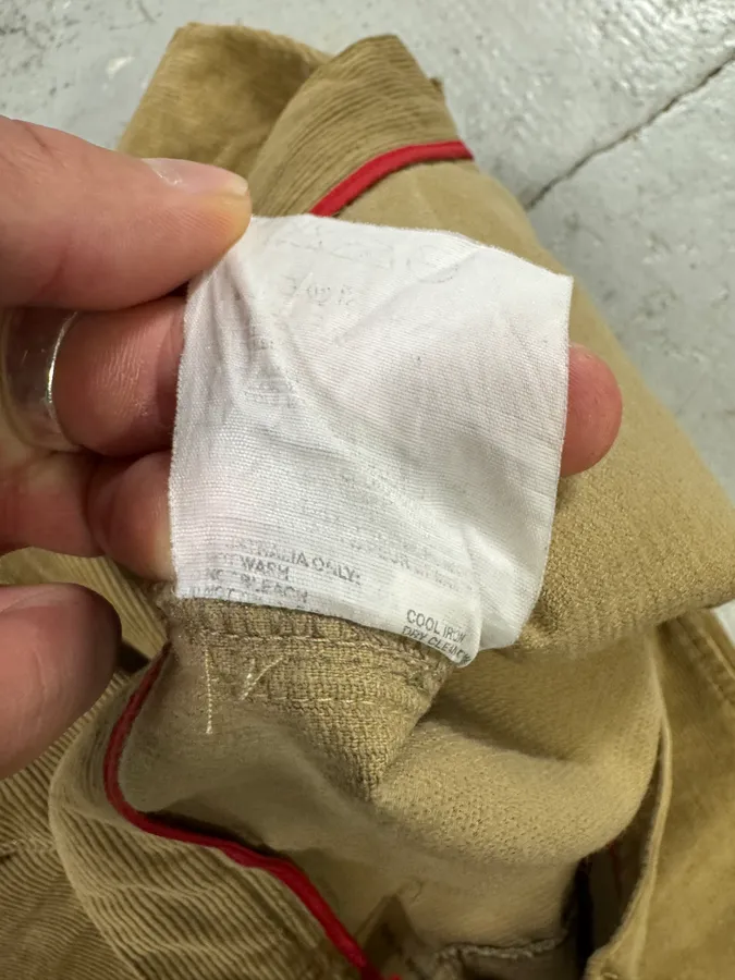 2000s Prada Linea Rossa Beige Velvet Pants - Image 9
