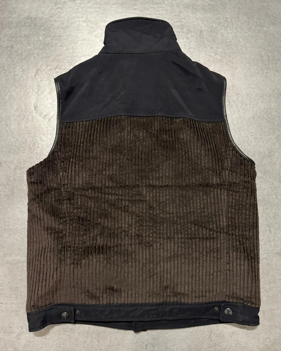 2000s Prada Linea Rossa Black & Brown Velvet-Nylon Vest - Image 2